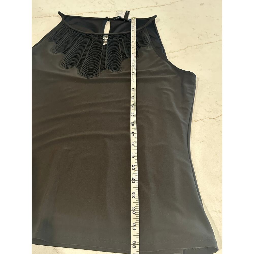 White House Black Market NWT XL Black Sheer Embroidered Yoke Tank Top Boho Chic - Picture 10 of 11